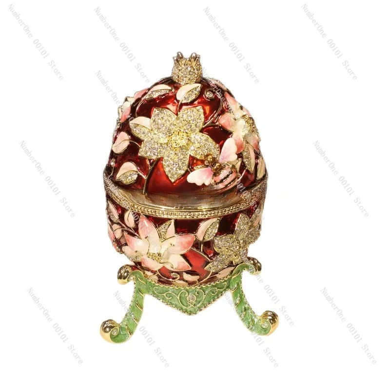 

Metal Enamel Jewelry Box,European Handicraft,Russian-Inspired Large Egg Display Box,Multi-Purpose Jewelry Organizer,Elegant Gift