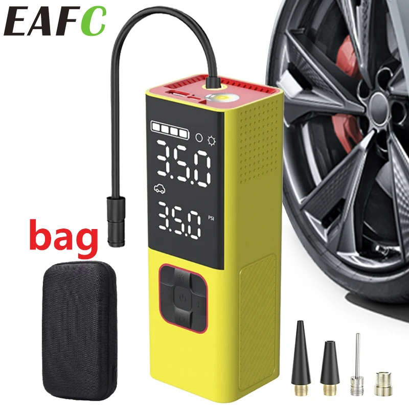 

Беспроводной автомобильный воздушный насос EAFC, 7500 мАч, воздушный компрессор для электрических мотоциклов, велосипедов, пикапов, грузовиков, надувной насос с цифровым дисплеем