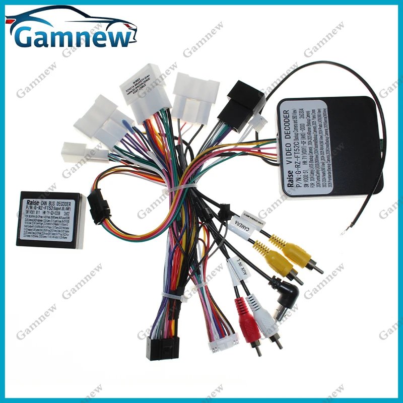 Car 16pin Wiring Harness Adapter Canbus Box Decoder With LVDS Android Radio Power Cable For Toyota Camry Prado VOXY RAV4 2023+