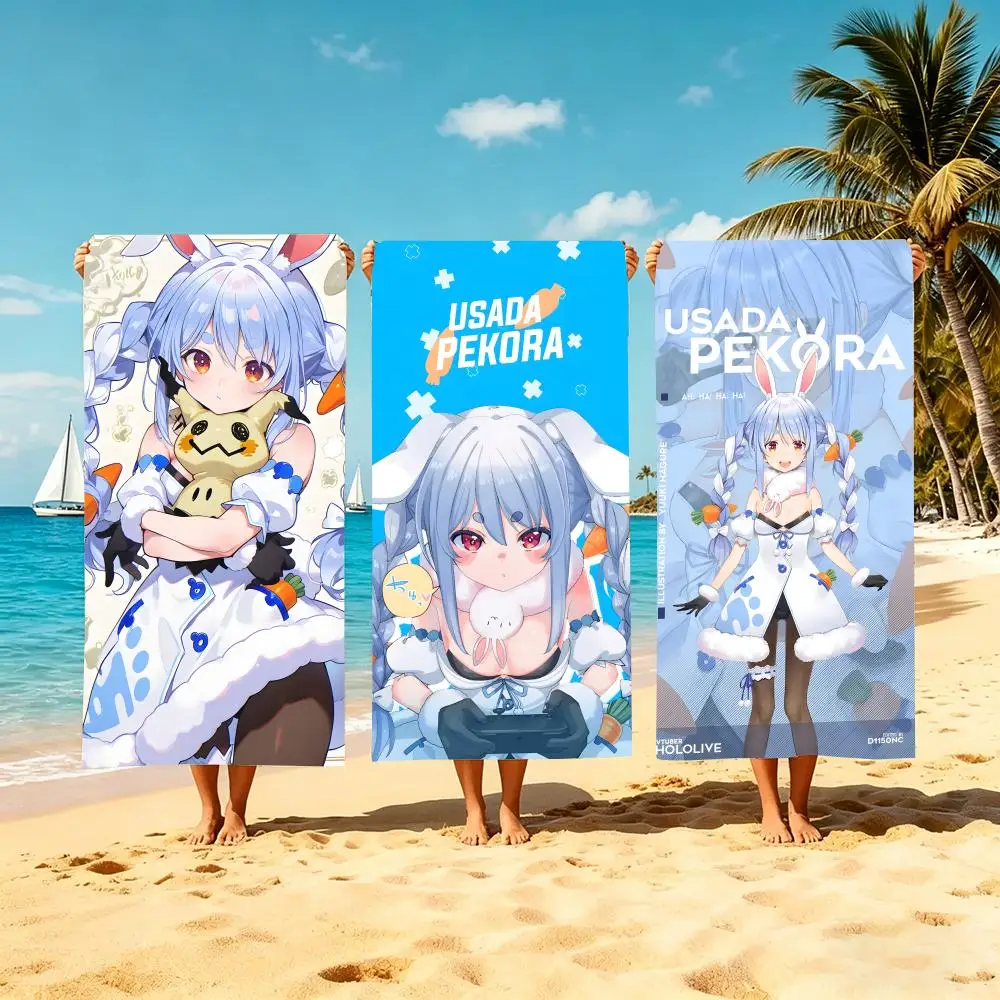 VTuber Usada Pekora Towel Microfiber Beach Towel Quick Dry Absorbent Soft for Swimming Yoga Resort Travel Camping