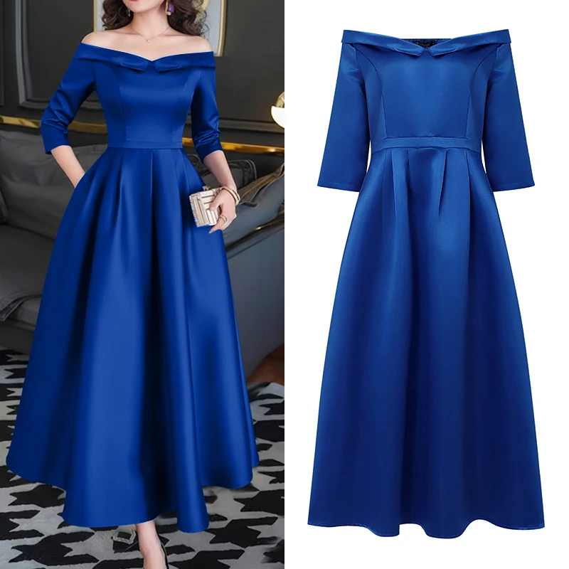 Schulterfreies Satin-Partykleid für Damen, elegantes Prinzessinnenkleid mit Falten, figurbetontes und ausgestelltes Midikleid, ZANZEA, sexy Abend-Cocktail-Roben für Damen