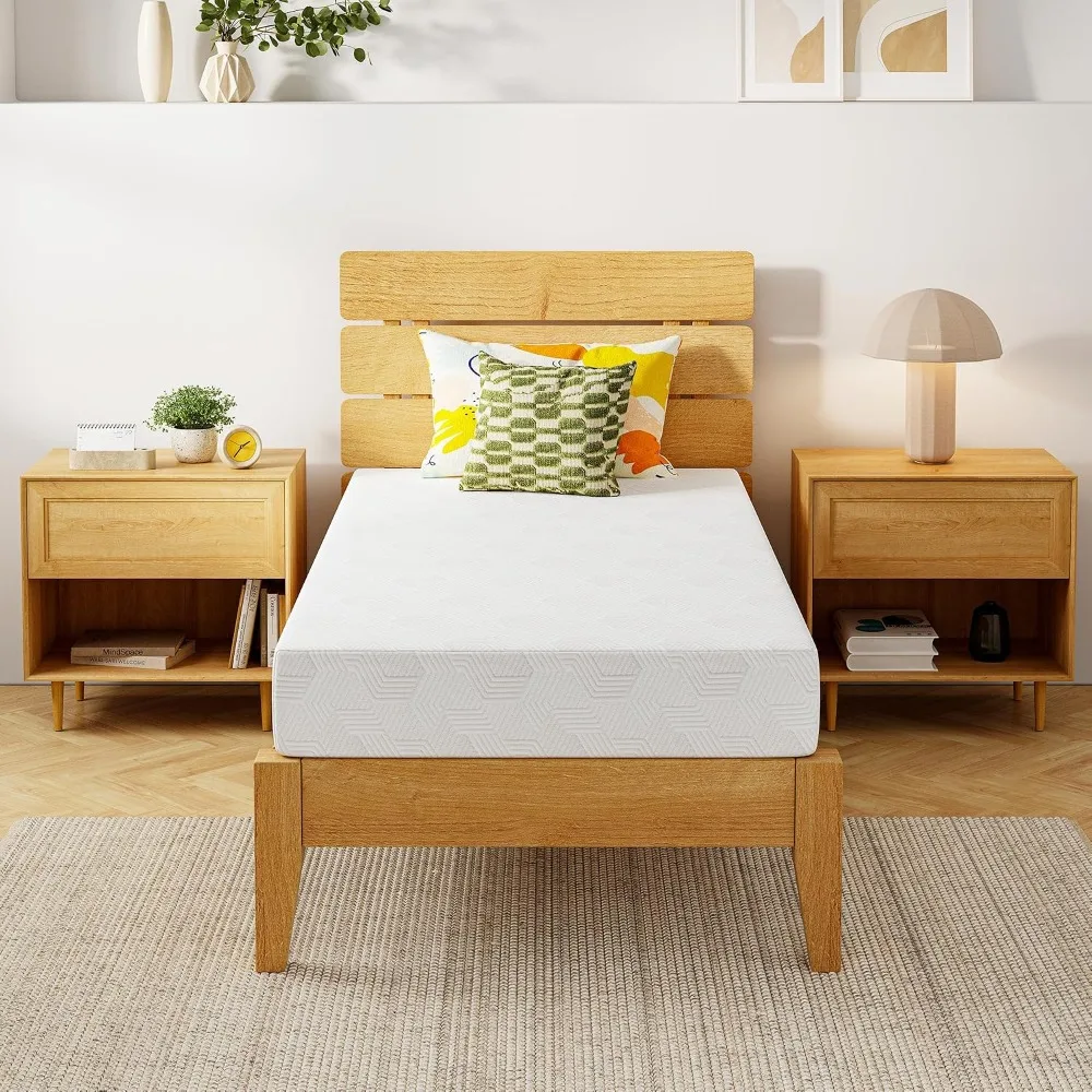 8 Inch Twin Memory Foam Mattress, Cooling Green Tea Gel, Medium Firm