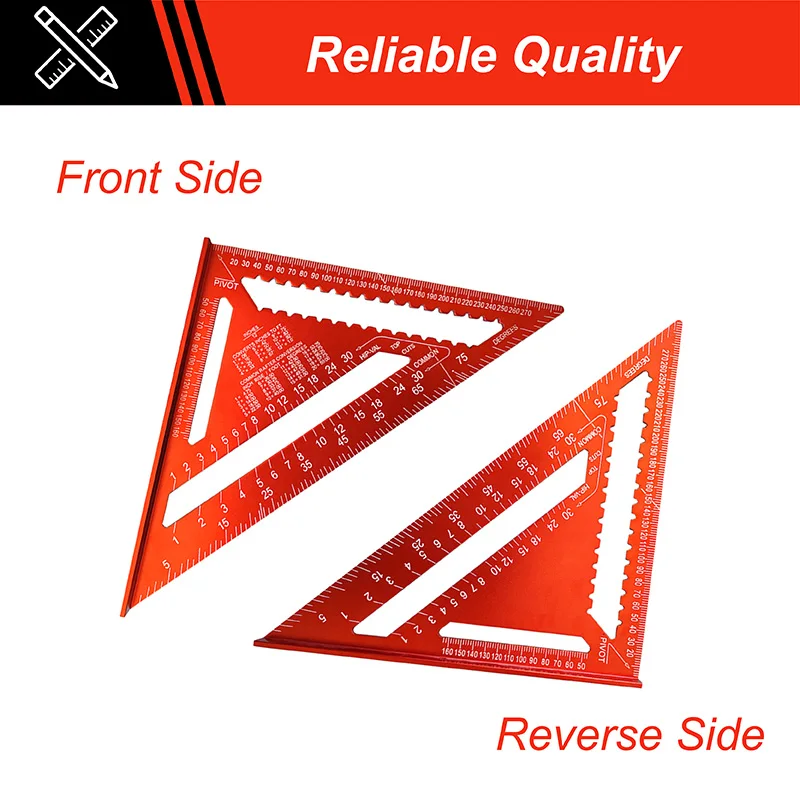 12Inch/30cm Aluminum Alloy Speed Square Triangular Ruler Protractor Carpenter Layout Marking Gauge Woodworking Measuring Tool