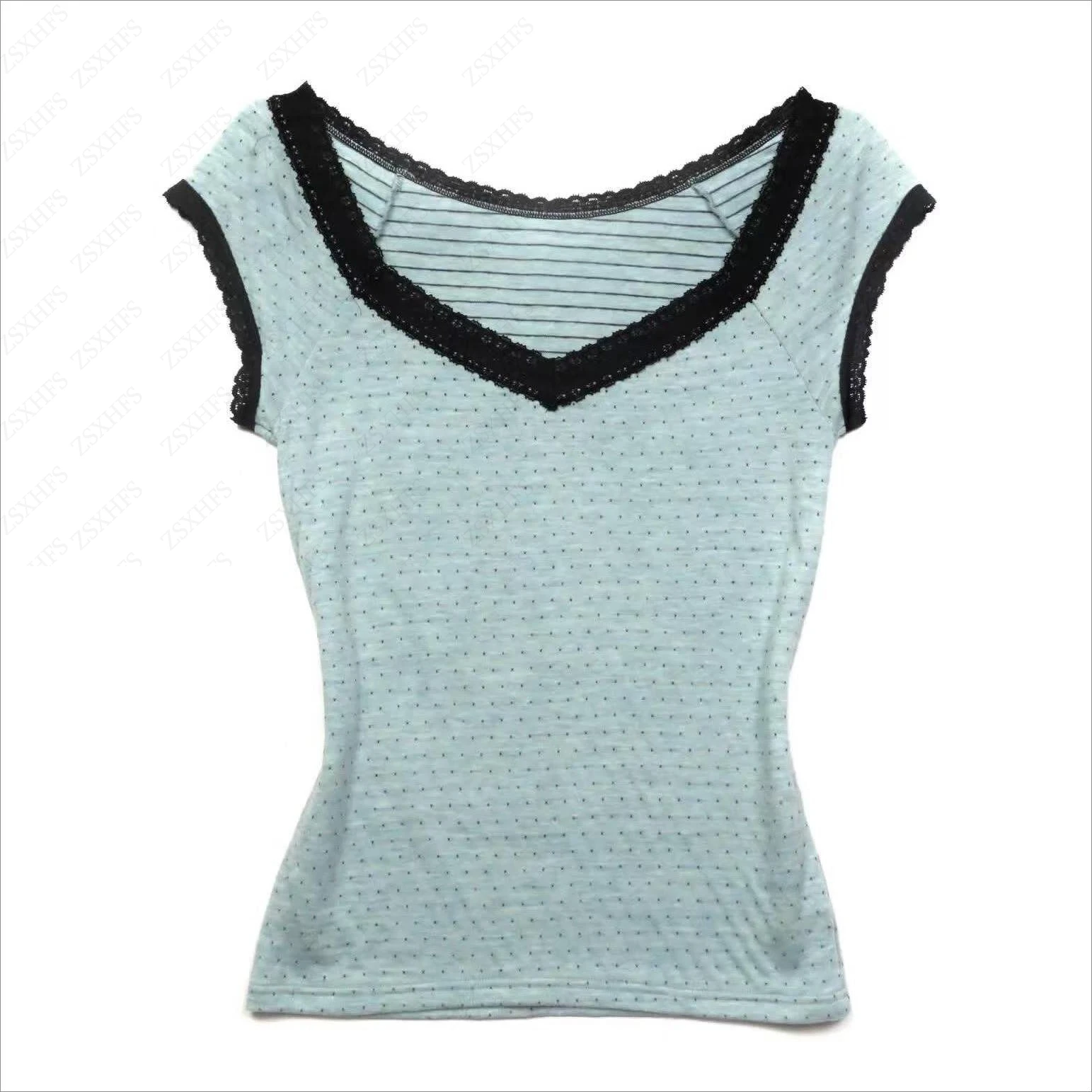 Sweet Kawaii Lace T Shirts Women Clothes Summer Japanese Wave point Coquettish Crop Top Harajuku Cute Subculture Girl Tank Tops