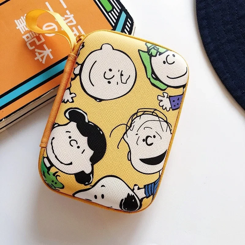 Kawaii Snoopies Data Cable Charger Sorting Storage Bag Girl Cartoon Travel Portable Cosmetic Jewelry Storage Protective Case