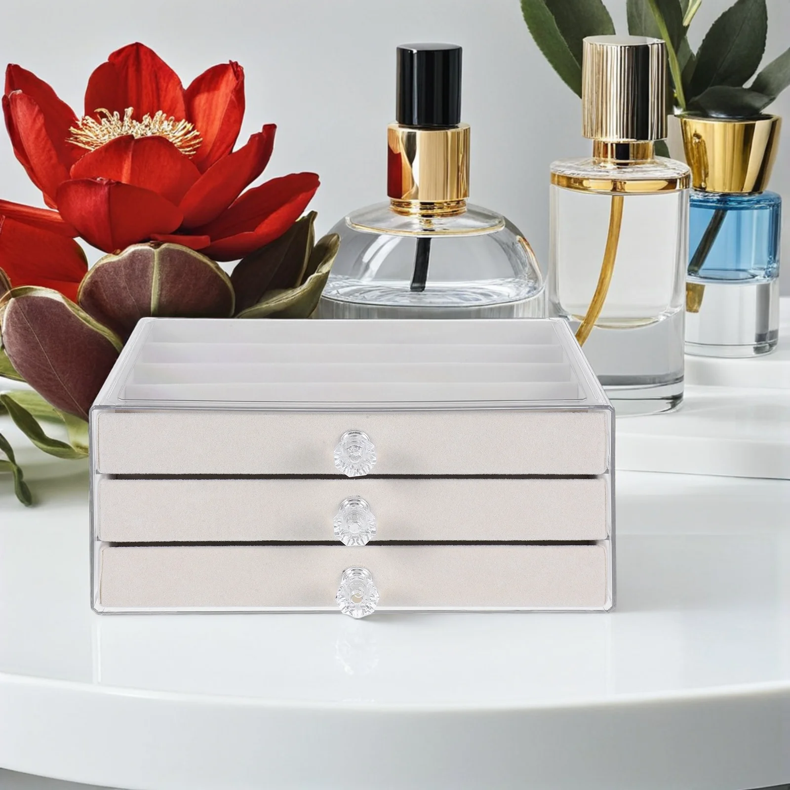 

Necklace Storage Box Drawer Jewelry Organizer Bead Containers Dustproof Long Bracelet Tray Multifunctional Household Storage