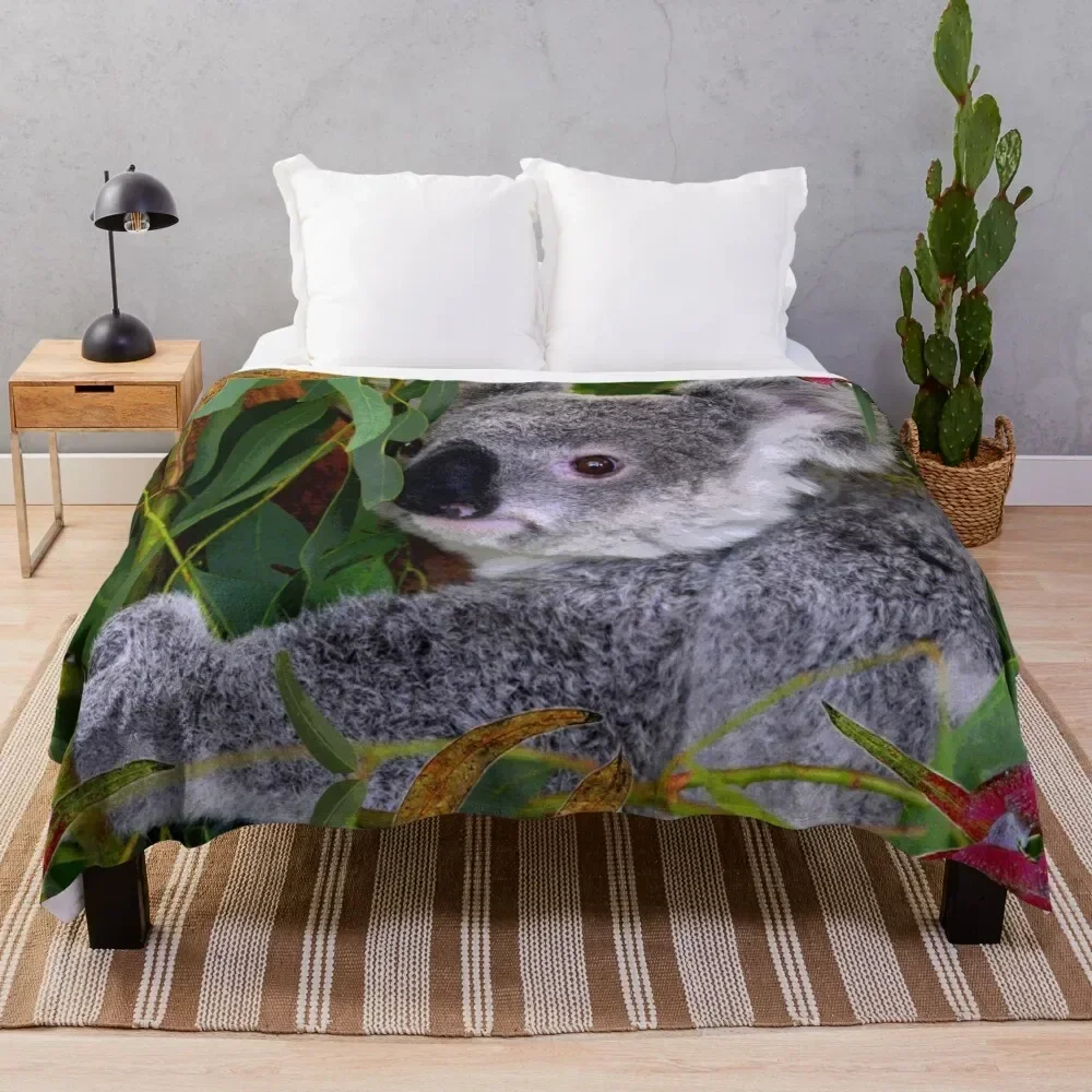 AUSTRALIAN KOALA, BIOPHILIC ART Throw Blanket