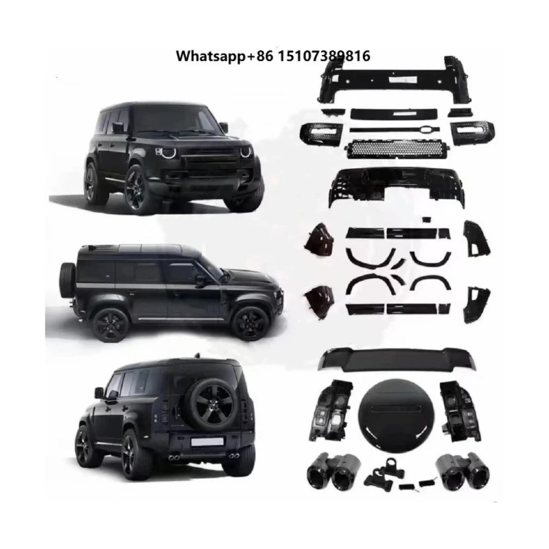 

Hot Sale Megalomania TX-037 Full Set Upgrade Black Style Trim Body Kit Car Bumper Side Skirt Fender for Defender