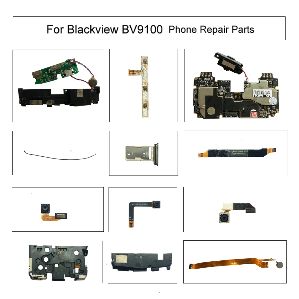 For Blackview BV9100 USB Charge Board/Main Board Flex Cable/Front Rear Camera/Volume Buttons/Speaker/Card Slot/Metal Frame Side