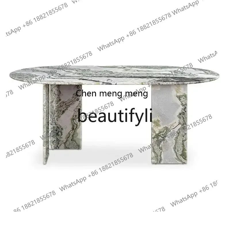 182Q Italian natural marble oval dining table designer light luxury high-end luxury stone dining table