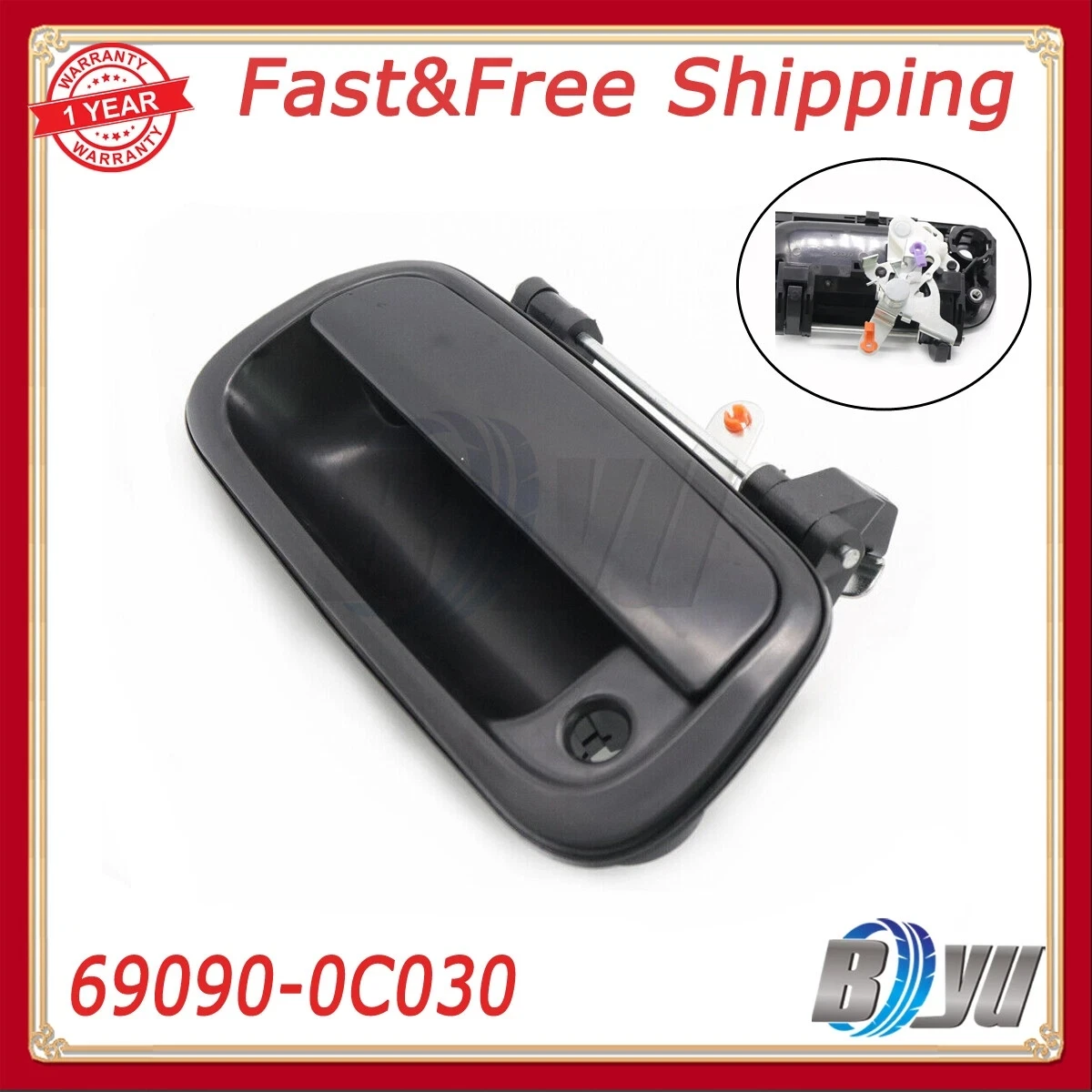 

69090-0C030 For Toyota Tundra 00-06 Tailgate Handle Black Textured Pickup Truck