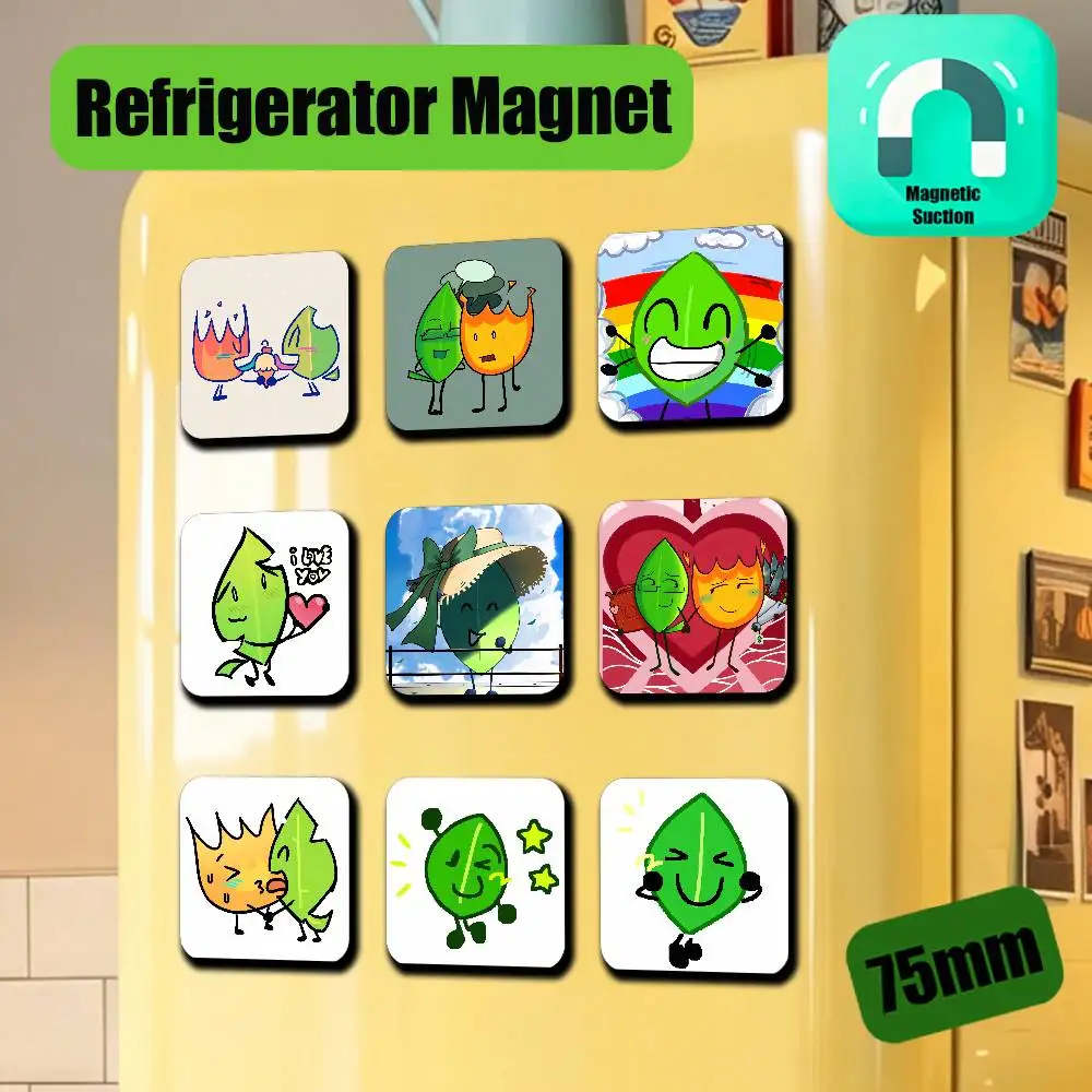For Battle for Dream Island Firey Leafy BFDI Refrigerator Magnets Metal Icebox Cabinet Custom Fridge Magnetic Card Cover