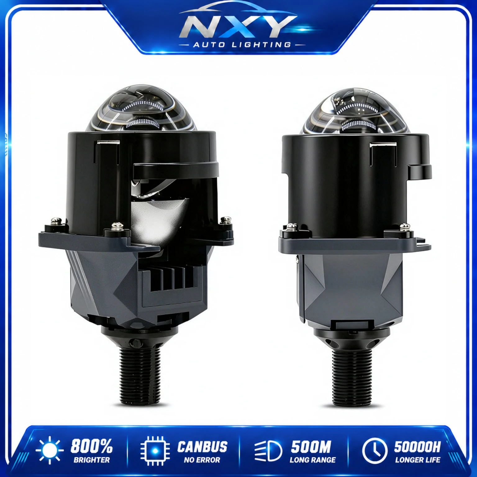 Led Headlight H4 Hi Lo 120W - Lensa Proyektor Bi-LED Reflektor Ganda NXY
