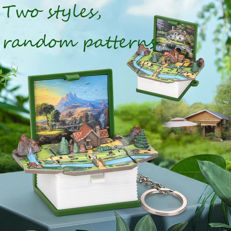 3d Magic Book Scene Book Decompression Pop-up Book Keychain Aircraft Carrier Castle Schoolbag Pendant Space Hanger Boy Girl
