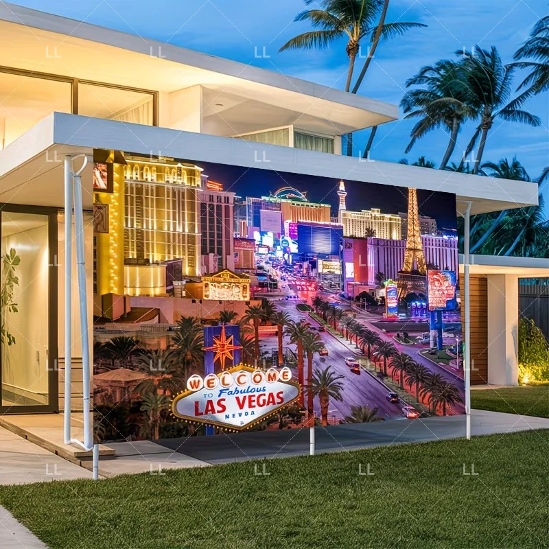 Las Vegas Casino-Eingang Hintergrund-Dekoration, Städtische Nachtszenen, Glänzender Hintergrund, Geburtstagsparty-Zubehör, Fotostudio-Requisiten – Detail 3