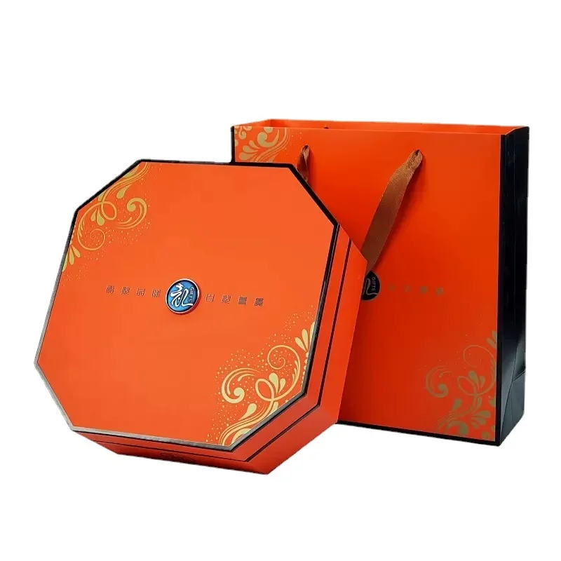 Customized High-End Universal Box Empty Box Orange Octagonal Packaging Box Tonic Dry Goods Paper Box Printing Customiz