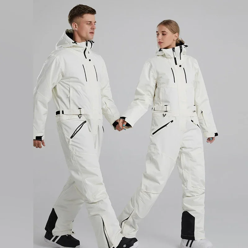 2024 Winter Ski Suit Women Snowboard Jacket Men One-Piece Ski Suit Thickened Warm Overalls Breathable Waterproof Ski Set