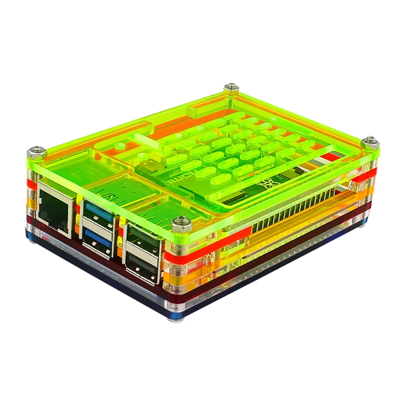 Raspberry Pi 5 Acrylic Case 9 Layer Colorful Shell Protection Box Optional Cooling Fan Active Cooler Heatsink for Raspberry Pi 5