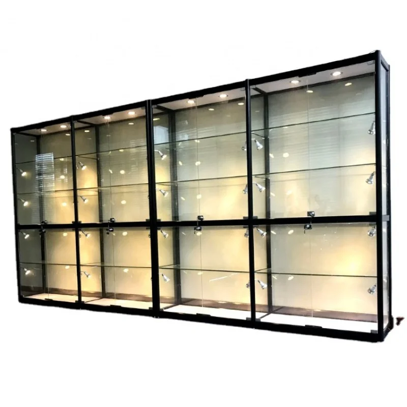 Boutique Display Cabinet for Shop, Vitrine de exibição bloqueável com luz LED, Cheap personalizado