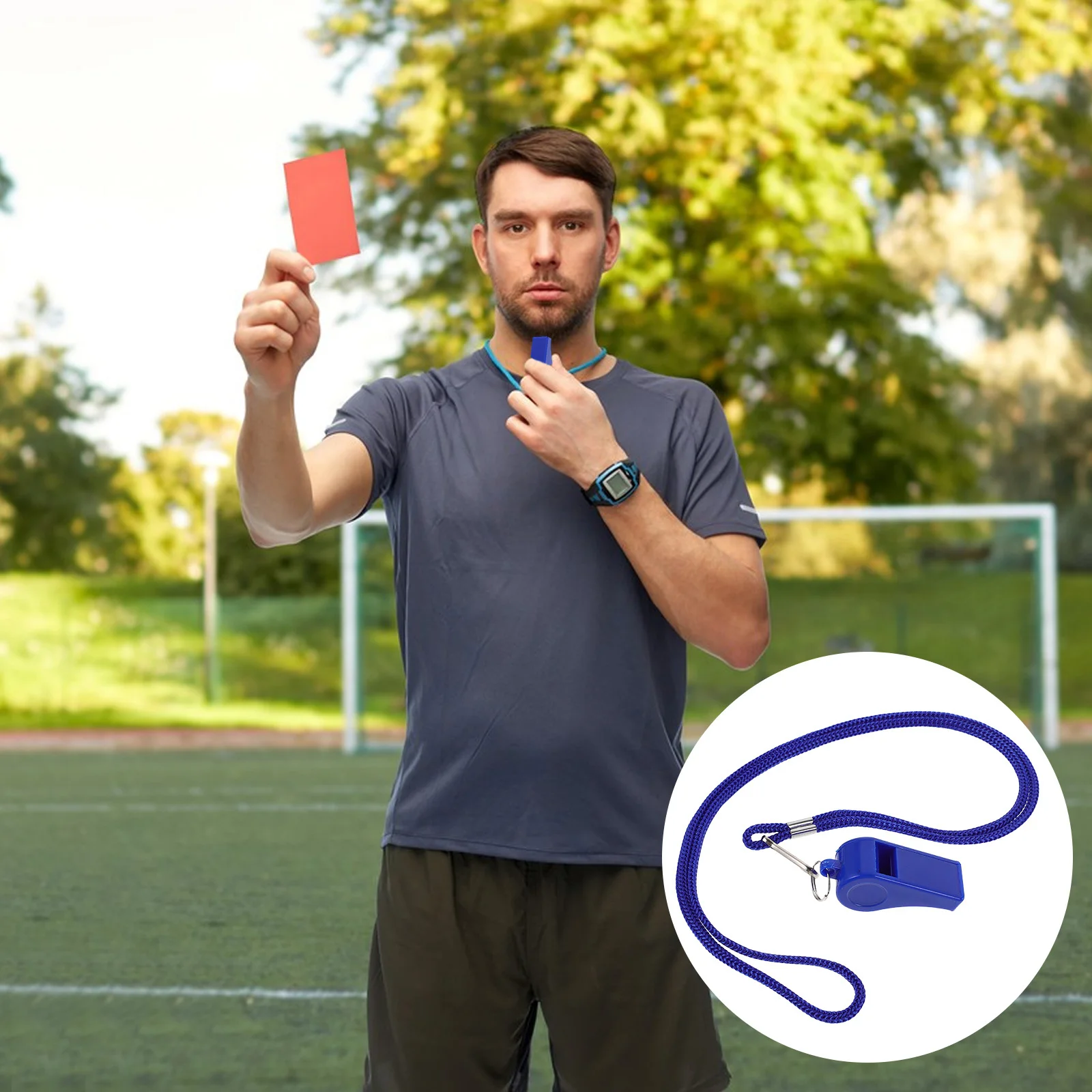 

36pcs Outdoor Survival Loud Sound Plastic Whistle With Lanyard For Hiking Sports Referee Lifeguard Blue Lightweight Durable