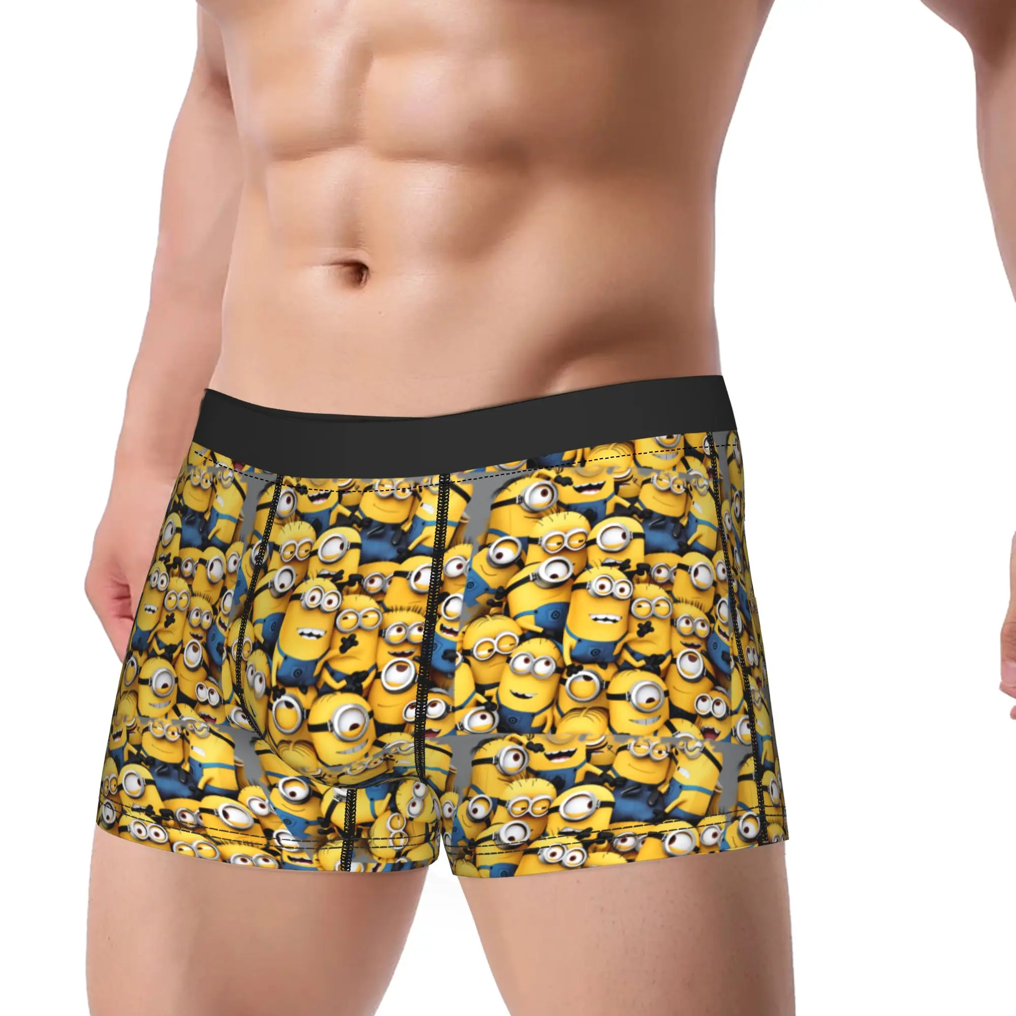 M-Minions  Underwear  Men's Underpants Pattern Comfortable Trunk High Quality Boxer Brief Plus Size