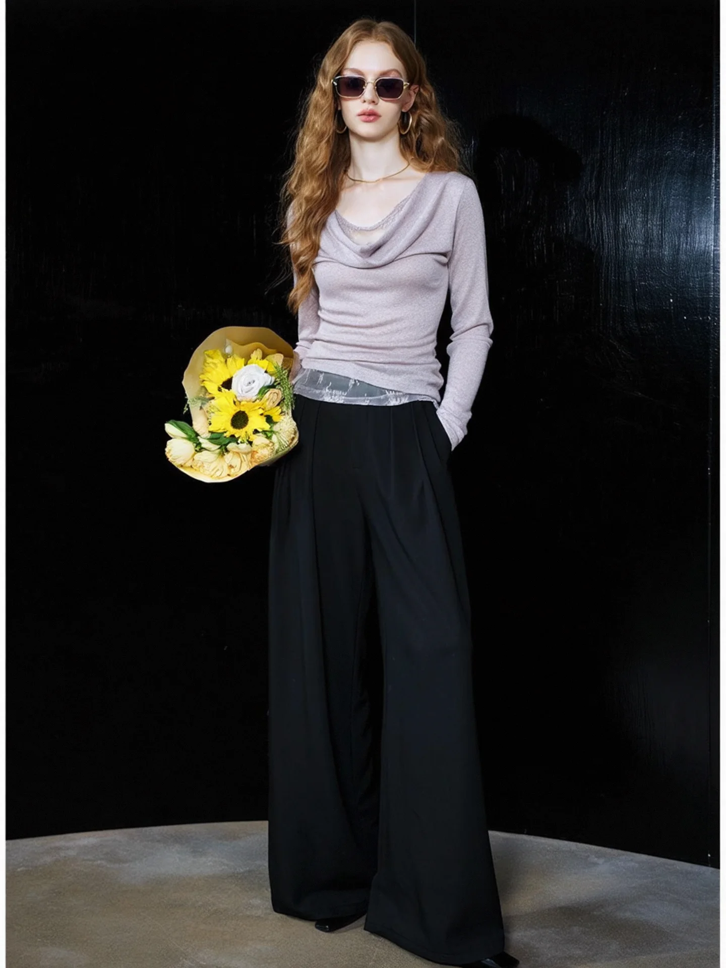 

HUAAPPUW кружевная лоскутная приталенная длинная футболка све фиолетового цвета, ранняя осень, новинка Sle для поездок на работу, однотонная смесь полиэстера