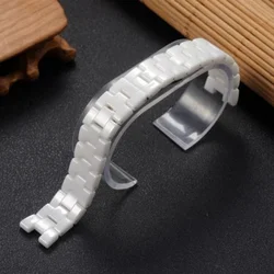 Black and White Ceramic Watch Band concave Ceramic Watch Band 16*6mm 18*7mm for Couple's watch strap