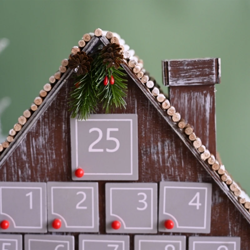KX4B Gray Houses Advents Calendar with 24 Cards Christmas Countdowns Decoration