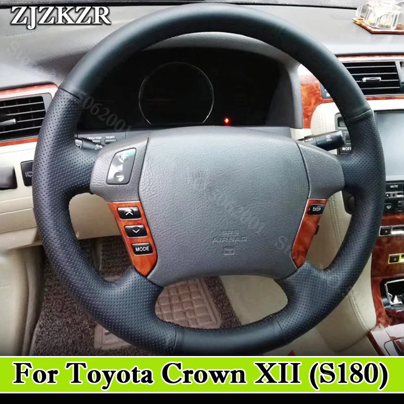 DIY Custom Microfiber Leather Car Steering Wheel Cover For Toyota Crown S180 2003-2008 2007 2006 2005  Auto Decor Accessory