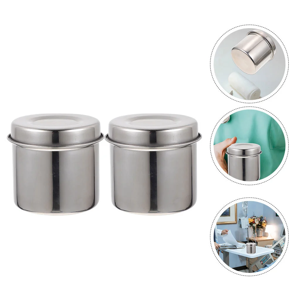 2 Pcs Stainless Steel Ointment Jar Liquid Coffee Can Metal Jars with Lid