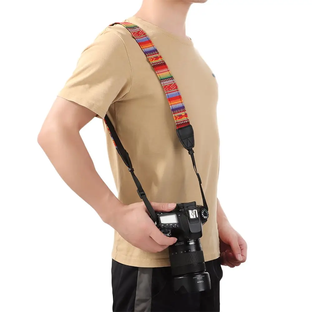 1PC Retro Ethnic Style Camera Shoulder Neck Strap Multi-color Series PU Leather Vintage Adjustable Belt For Nikon Sony DSL/DSLR