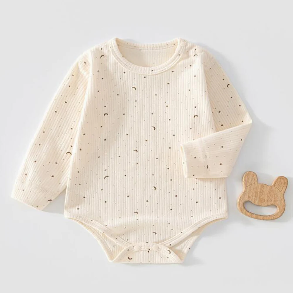 Baby Bodysuits Long Sleeve 100% Cotton Spring Fall Newborn Infant Clothes Star Moon Print Unisex Baby Rompers For Boys Girls