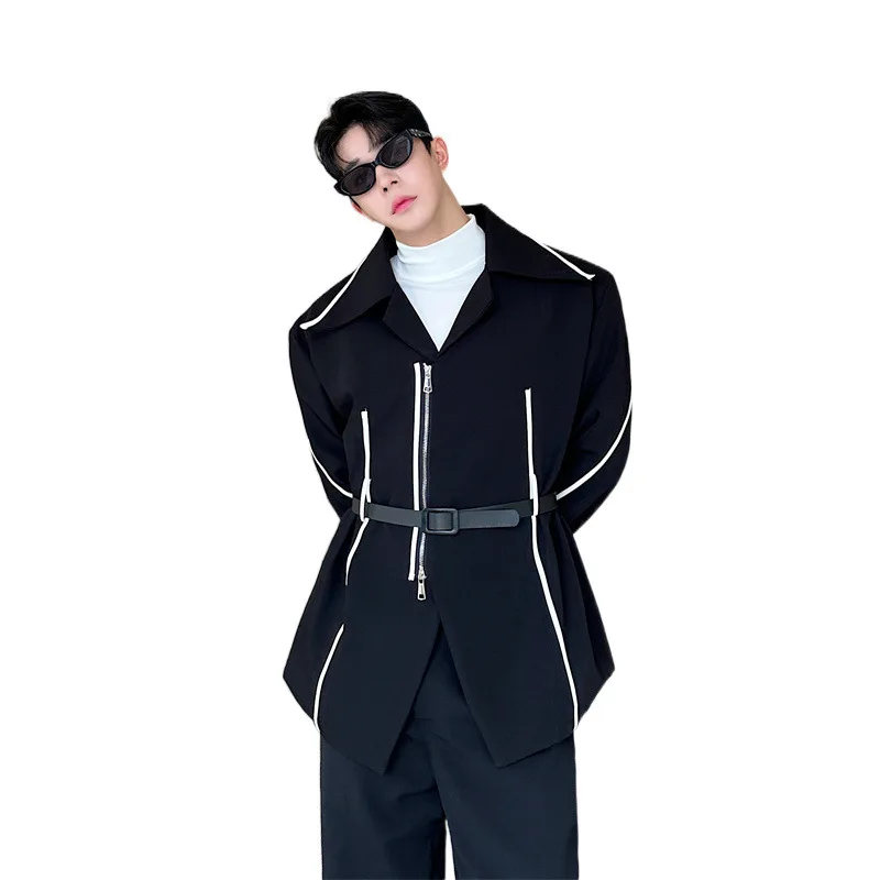 

Korean Version of Casual Fashion Versatile Personality Simple Contrasting Color Jacket