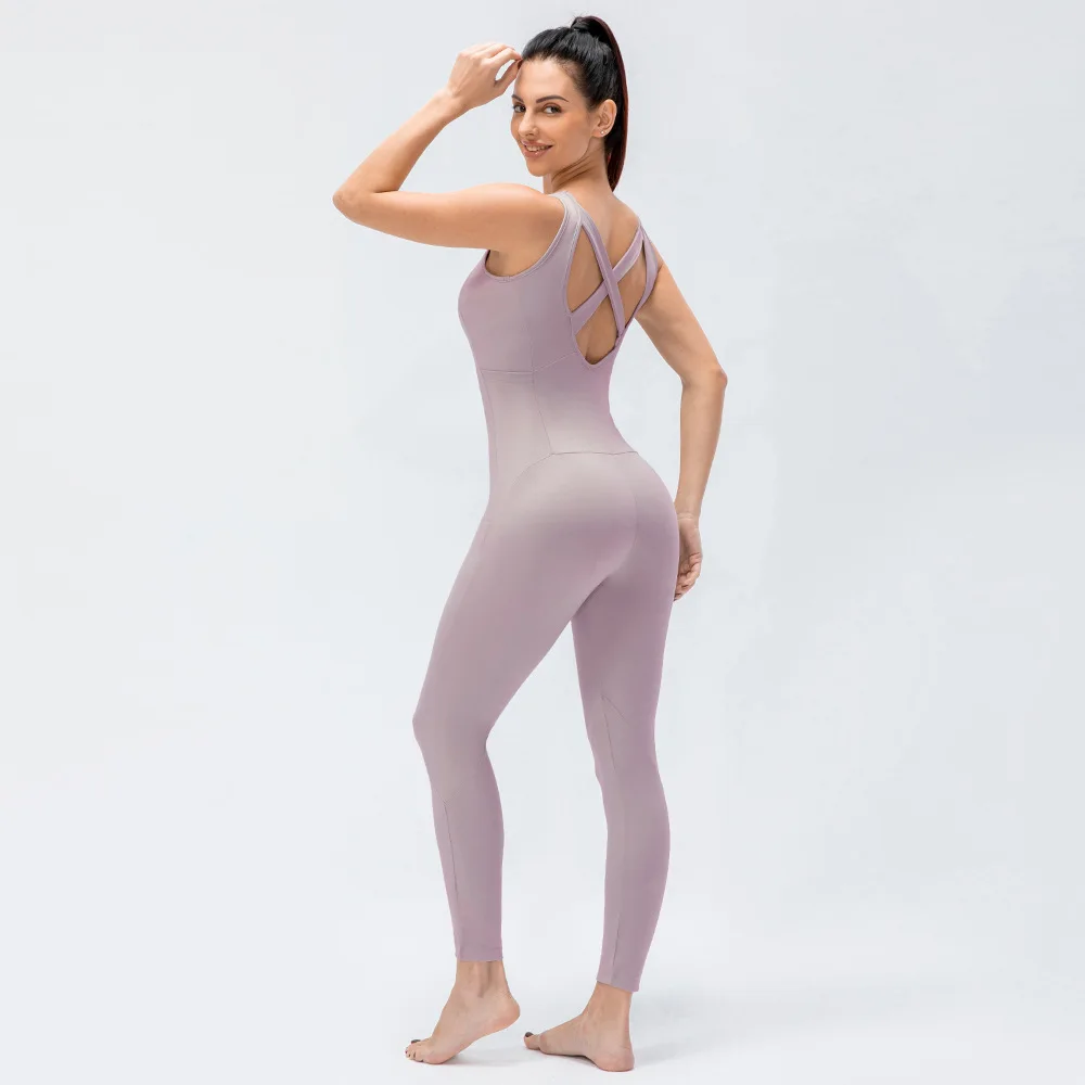 

H-New Women's One-piece Yoga Wear Backless One-piece Sports Leotard European and American Fitness Jumpsuit yoga set