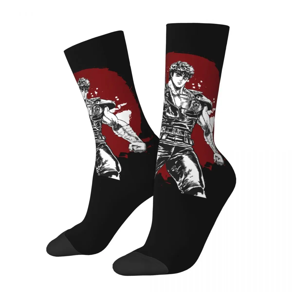 Funny Happy Men's compression Socks Silly Retro Harajuku Fist Of The North Star Hip Hop Novelty Casual Crew Crazy Sock Gift