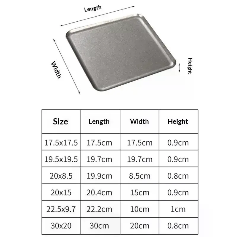 Vintage 304 Stainless Steel Snowflake Silver Square Tray Round Edge Dinner Plate Dessert Grill Tray Steak Plate Decorative Tray