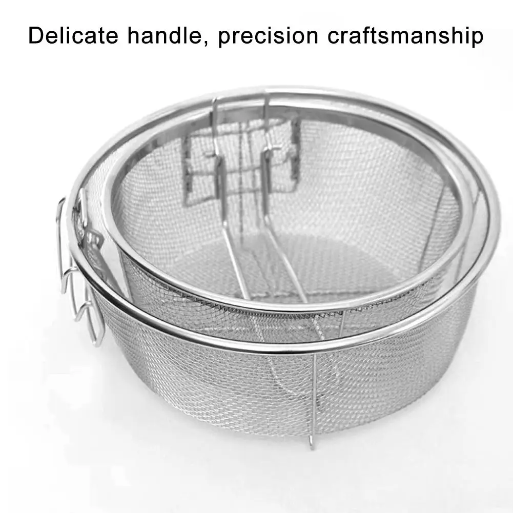 HIGH QUALITY NEW Stainless Steel Deep Fry Basket Round Wire Detachable Handle Collapsible For Kitchen Dining Tools Accessories