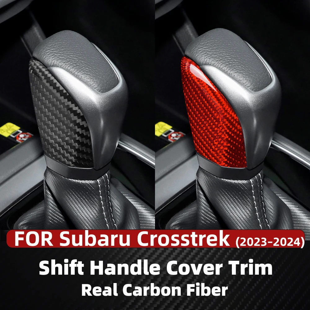 

Real Carbon Fiber Car Gear Shift Knob For ​Subaru Crosstrek Gear Head Cover Trim 2023 2024​ Black Red Interior Accessories