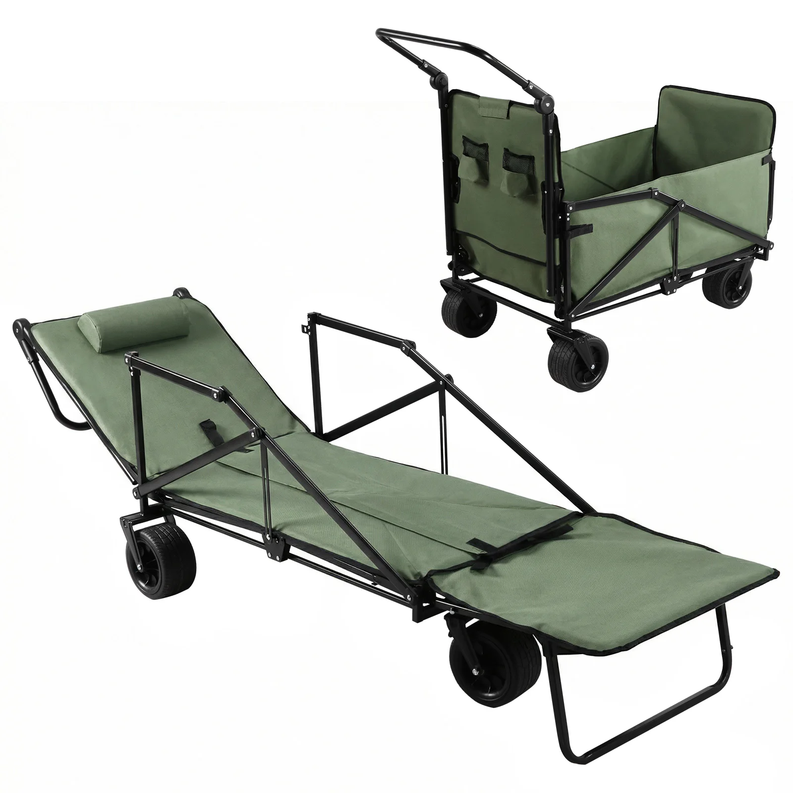 

600D Oxford Cloth Heavy Duty Folding Beach Wagon with All-Terrain Wheels Heavy Duty Collapsible Wagon for Camping Garden Fishing