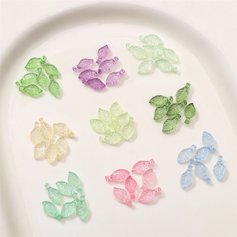 50-100Pcs 5x10mm Colorful Transparent Leaf Acrylic Beads Loose Beads Charms For DIY Jewelry Making Necklace Bracelet Accessories