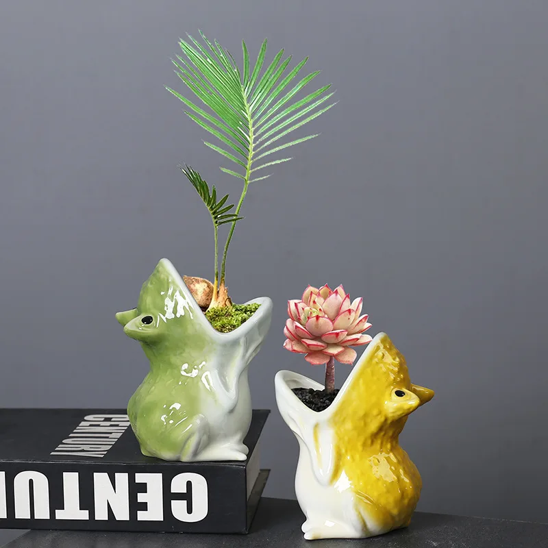 Simple and cute cartoon animal succulent flower pot wholesale cross-border Amazon home gardening ceramic succulent pot