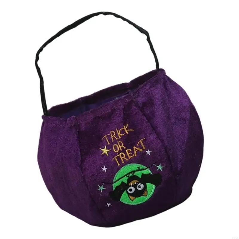 Seasonal Collection Bag Pumpkin Decorated Velvets Spacious Candy Holder Holiday Party Accessory For Children Y4QC