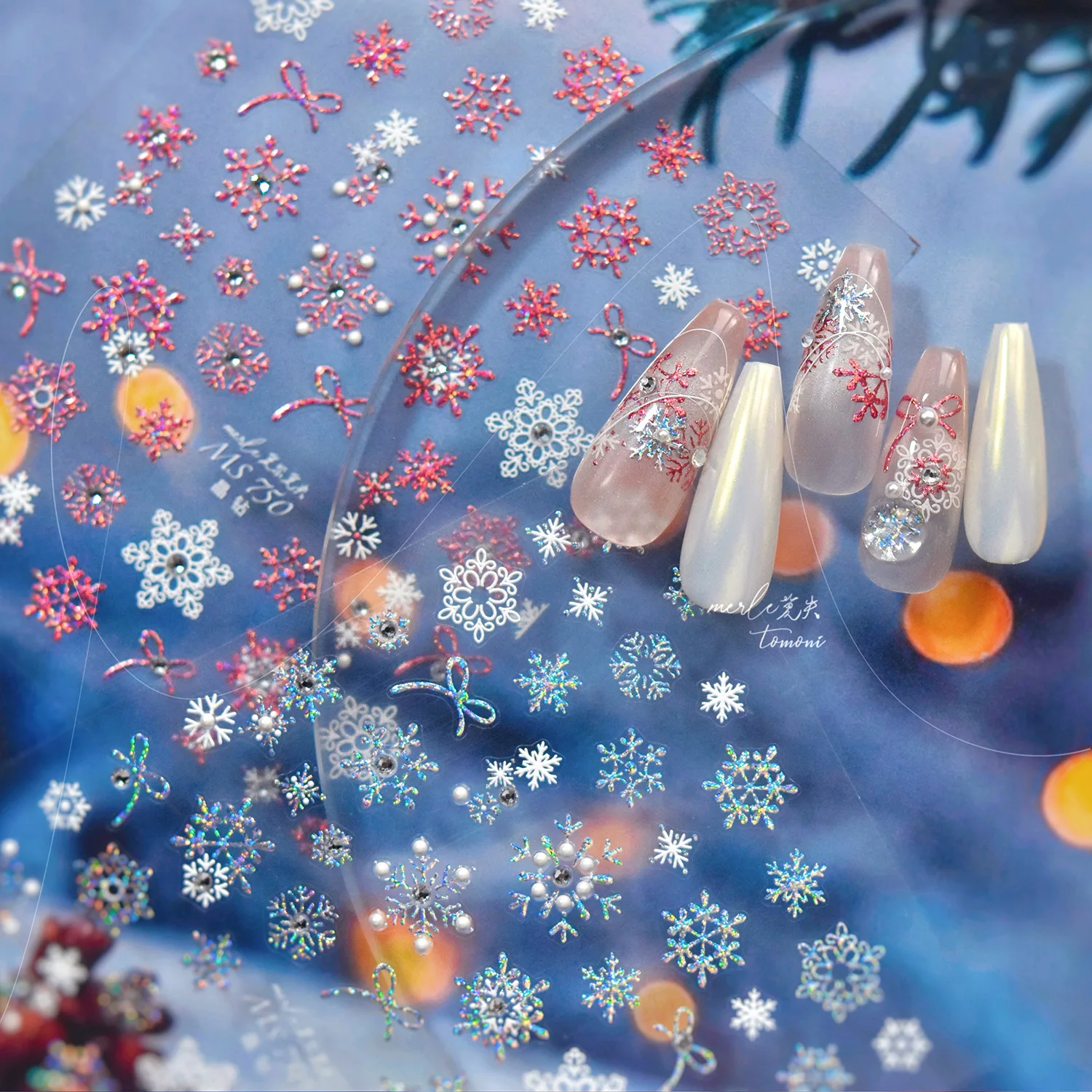 Autocollants de luxe pour ongles en cristal et diamant, dorure de noël, flocon de neige coloré, accessoires pour Nail Art, décalcomanies de manucure à faire soi-même