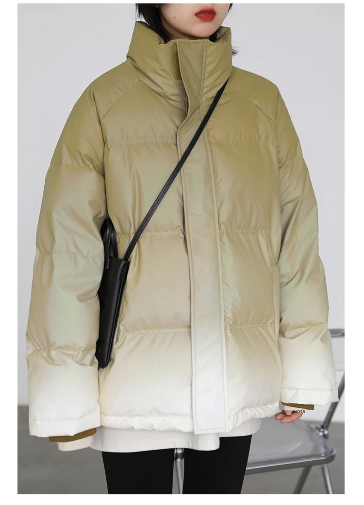 CHIC VEN Women's Down Coat Reflective Gradient Thickened Women Bread Coats 90 White Duck Down Jacket Warm Overcoat Winter 2024