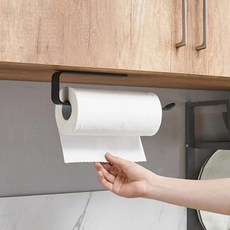 Platzsparender, selbstklebender, an der Wand montierter Taschentuchhalter, Küchenaufbewahrungsorganisator, doppelter Verwendungszweck, Toilettenpapier, Handtücher, ohne Bohren – Detail 4