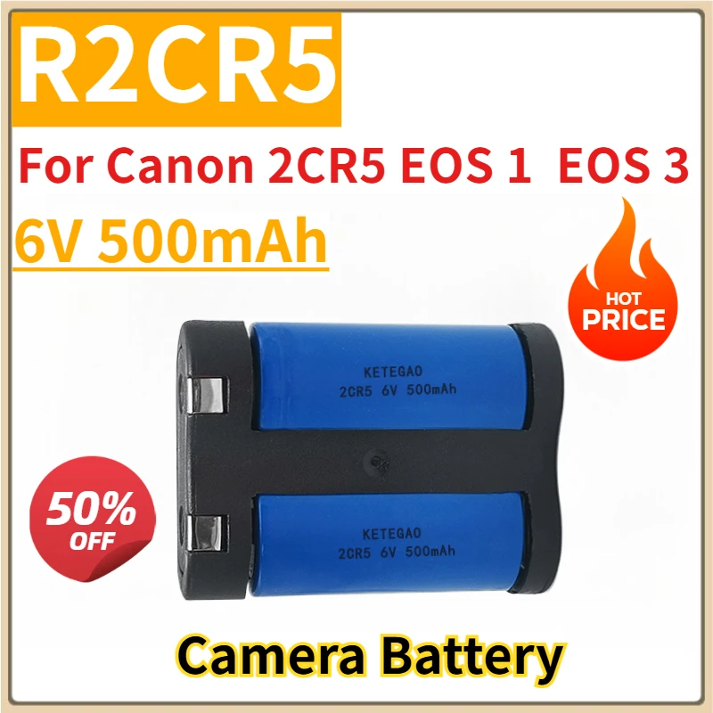 

New Replacement Rechargeable Camera Battery 6V 500mAh R2CR5 for Canon 2CR5 EOS 1 EOS 3