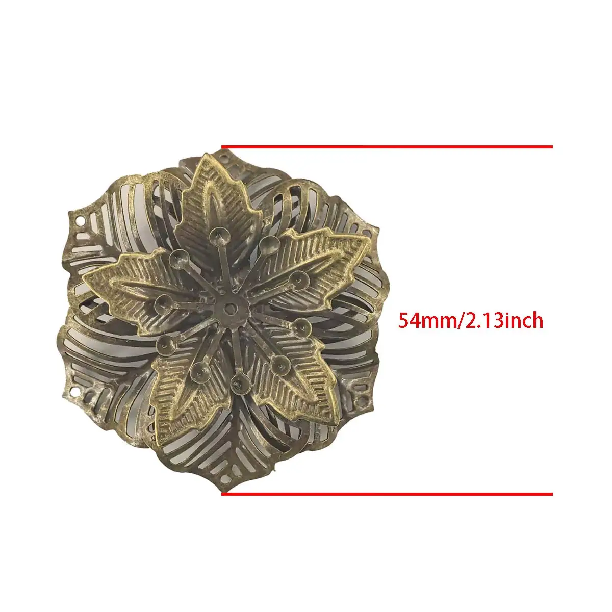 200PCS Bronze Tone Hollow Filigrane Flower Charm Connectors Handmade Crafts Jewelry Decoration Accessories Wholesale