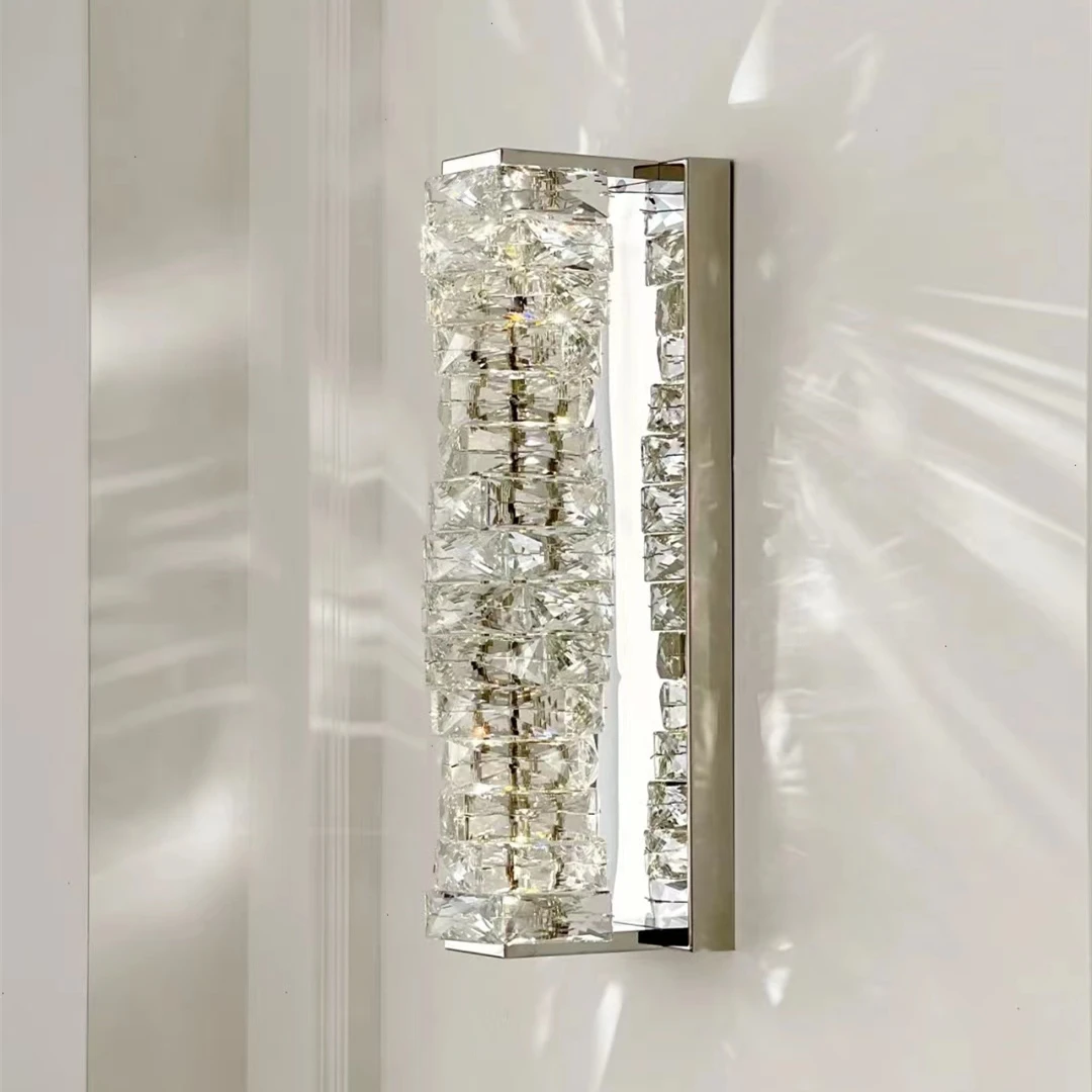 Nordic Luxury Crystal Wall Lamp Modern Sconce Chrome Gold Mirror Led Lights for Living Room Bedroom Aisle Indoor Decor Vanity