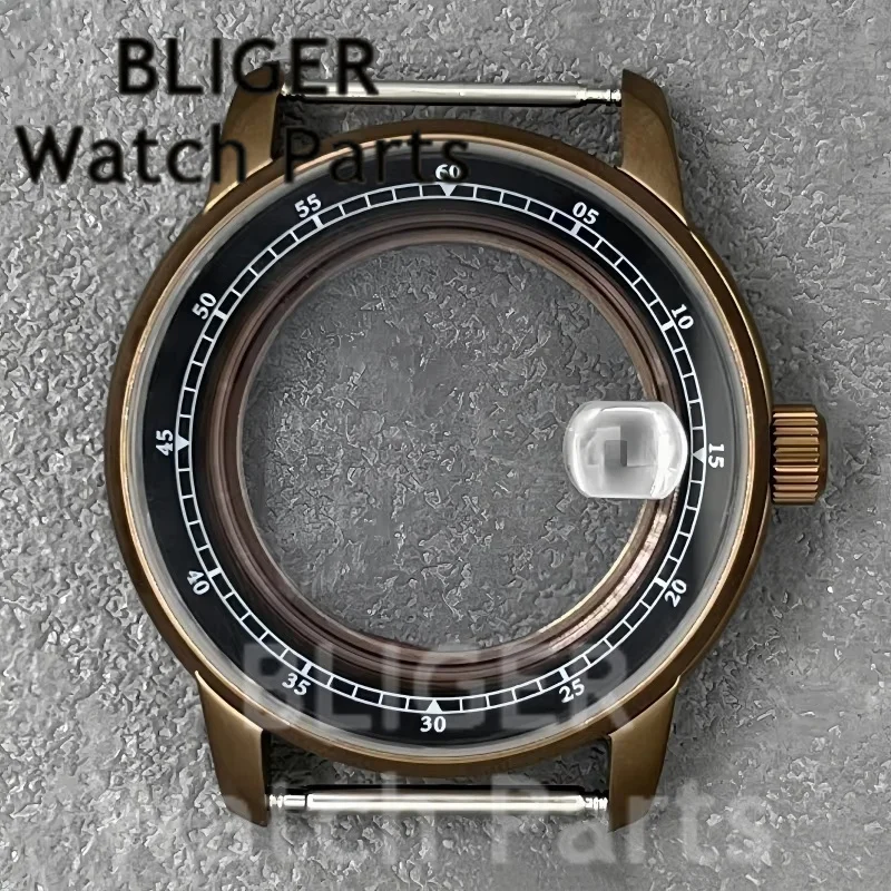 Boîtier de montre de plongée vintage en bronze et laiton 38 mm, bracelet en cuir saphir pour montres automatiques NH34 NH35 NH36 NH37 NH38, accessoires et pièces.