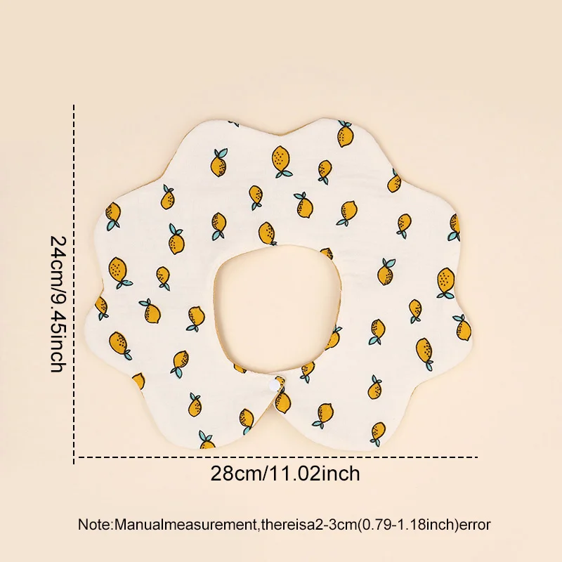 면 프린트 6겹 360도 회전 아기 턱받이 유아 침 흡수 타월 유아용 거즈 턱받이 1개